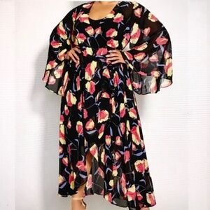 CITY CHIC Maxi Dress Floral Black Pink Vixen Women’s Plus Size